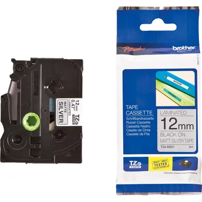 Produktbild von Brother TZe-M931 - Schwarz auf Silber (matt) - Rolle (1,2 cm x 8 m) 1 Kassette(n) laminiertes Band - für Brother PT-D210, D600, H110, H200, P-Touch PT-1005, H107, P900, P-Touch Cube Plus PT-P710