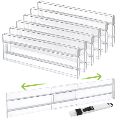 6er-Set Schubladen-Organizer, Kunststoff, 27,6-52 cm, transparent