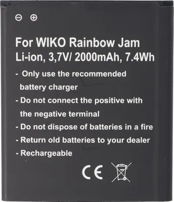 Produktbild von Akku passend für Wiko Rainbow Jam, Wiko Rainbow Jam 4G, Akku 5222, 60,2 x 70,0 x 4,7mm