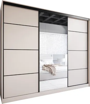Produktbild von Schiebeschrank mit Spiegel Kleiderschrank Schwebetürenschrank NOBI B 250 kaschmir