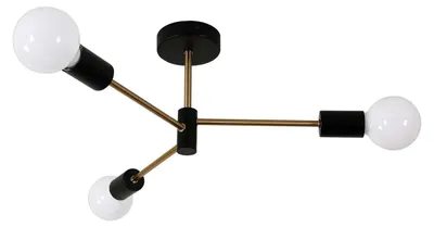 Immagine prodotto di Lampada da soffitto, design moderno, 3 punti luce, nera