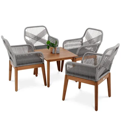 Produktbild von di volio Gartenmöbel-Set Piago Grau/Graphite, Gartenmöbel aus robusten und witterungsbeständigen Materialien - Quadratischer Holztisch & 4 Stühle