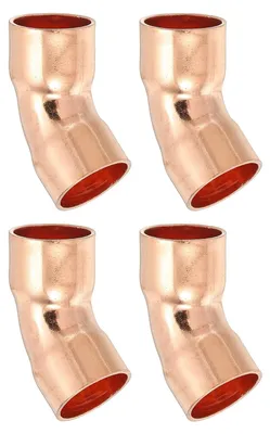 Kupferrohrbogen 45° 15 mm ID, 4 Stück, Lötfitting