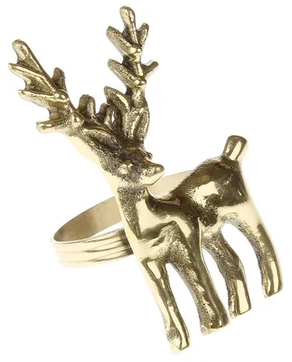 Produktbild von Omgoods – Set aus 6 Serviettenringen, Hirschdesign, Gold, Tischdekoration