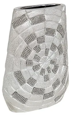 Imagen del producto de Jarrón plateado, de cerámica, 19 x 26 x 6 cm, ideal para la decoración del hogar