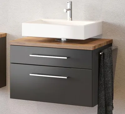 Produktbild von Waschbeckenunterschrank Badschrank Unterschrank Schrank Badmöbel "Davos I" Graphit/Grau-Matt
