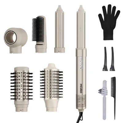 Produktbild von MCURO 6-in-1 Warmluftbürste mit 6 Aufsätzen,Airflow Lockenstab,Föhn & Negativ-Ionen Haarstyler inkl. Aufbewahrungstasche,für Glätten,Locken & Trocknen