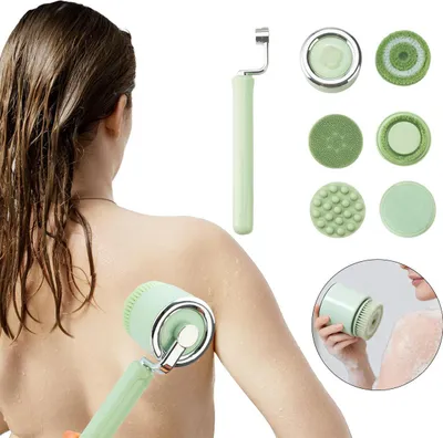 Produktbild von Körpermassage & Grundreinigung – Elektrische Duschbürste 5 Köpfe, 3 Stufen & abnehmbarer Griff