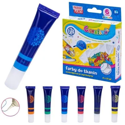 Zdjęcie produktu dla Astra Farby do tkanin Creativo zestaw 6 kolorów 15 ml