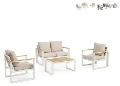 Immagine prodotto di Set da giardino con sedie, divano e tavolo Leandro YES - Bianco