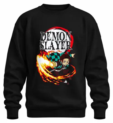 Produktbild von Demon Slayer Tanjiro Feuer Atem Kampf Anime Geschenk Shonen Sweatshirt Pullover, Schwarz, S
