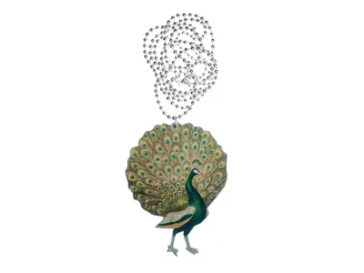 Produktbild von Blauer Pfau Halskette Kette Miniblings gelasert 80cm bunt Vogel hölzern HOLZ