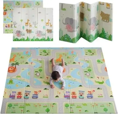 Imagen del producto de Omgoods - Alfombra de juego para niños - Alfombra plegable XXL para gatear para bebés
