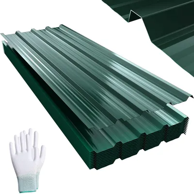 Productafbeelding van Dakplaten - Gegolfd metaal - Dakbedekking - Roestbestendig - 12 stuks - Groen