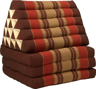 Obrázek produktu pro Fine Asianliving Thajský polštář trojúhelníkový polštář 3 polštářky kapok výplň XL 54x180x6cm vínově červená Thajský polštář meditační podložka matrace kapok 301-J08
