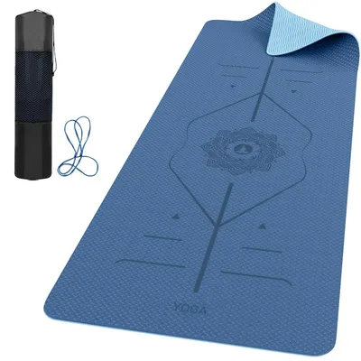 Immagine prodotto di Tappetino da yoga spesso con linee di allineamento e borsa per il trasporto (6 mm)
