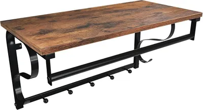 Immagine prodotto di VASAGLE Scaffale a muro a 5 ganci, design industriale, barra di gancio con staffa per appendere, per corridoio, camera da letto, bagno e soggiorno, vintage, nero