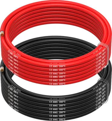 Produktbild von 12 AWG Silikon Elektronik Kabel - 12 Gauge (3,31mm²) - 2 Kabel Jede 5m / 16.4ft