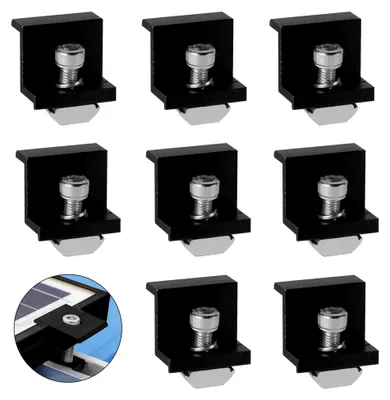 Produktbild von 8 Stück Halterungen für Solarpanels, Endklemmen-Kit für 30mm Solarmodule, Z-Halterungen zur Befestigung von Solarmodulen auf Wohnmobilen und Flachdächern