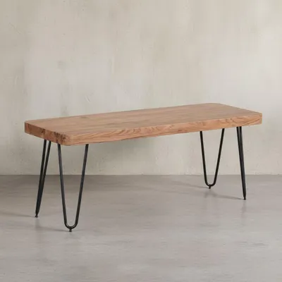 Produktbild von Sitzbank "Balu" Massivholz: Landhausstil, Metallbeine, einfache Pflege. Beige, 120x40x45 cm | Kadima Design