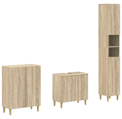 Image de vidaXL Ensemble de meubles de salle de bain 3 pièces, modèle DELFT, en chêne Sonoma