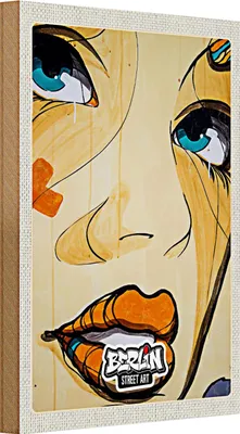Produktbild von Holzschild Reise 20x30cm Berlin Street art weinenende Frau