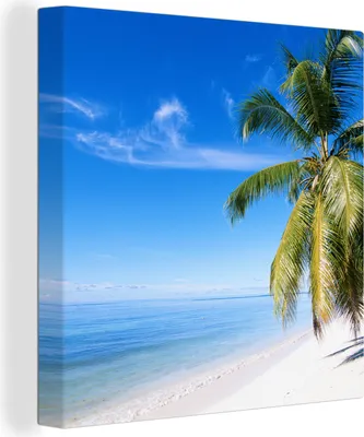 Produktbild von MuchoWow® - Leinwandbilder - Tropisch - Sand - Palme, Wandbild, Wanddeko Bilder Wohnzimmer, 20x20 cm