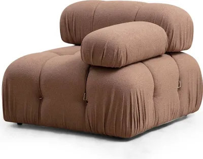 Produktbild von Hanah Home, Bubble 1R - Brown Bouclette, Klassische Sofas, 1-Sitzer-Sofa, Braun, Polyester, 95 x 75 x 95 x  cm