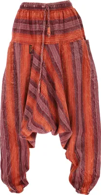 Produktbild von Gestreifte Haremshose, Pluderhose, Boho Pumphose, Aladinhose - Orange/rot, Damen, Baumwolle, Hosen