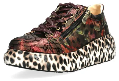 Produktbild von Laura Vita Damen Sneaker Plateausohle Leo-Muster Floral SODAO 02, Größe:38 EU, Farbe:Rot