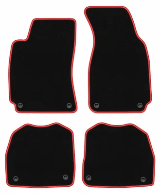 Obrázok produktu pre Velúrové autokoberce pre: Skoda Superb I 2001-2008 (sedan) – sada 4 ks, čierno-červené, na mieru – Wielganizator CARLUX