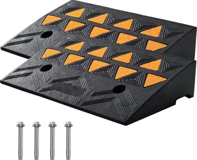 Produktbild von 2x Schwellenrampe 5T - Auffahrrampe und Bordsteinrampe aus Gummi - Maße 50x32x11cm