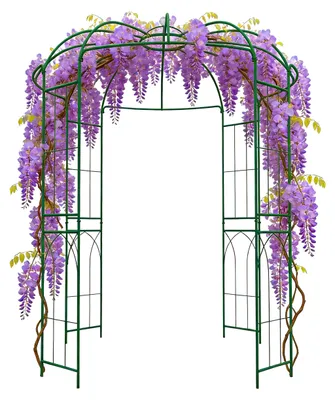 Immagine prodotto di Relaxdays Padiglione a forma di rosa in metallo, L x P x A 275 x 211 x 211 cm, supporto per piante rampicanti, giardino, padiglione rampicante calpestabile, verde scuro