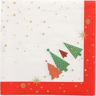 Produktbild von Servietten, 3-lagig 1/4-Falz 40 cm x 40 cm "Plain Christmas Trees"