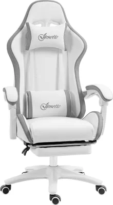 Image de Chaise gaming fauteuil gaming ergonomique avec dossier inclinable š€ 135¡ã et soutien lombaire, 65 x 65 x 121-129 cm blanc