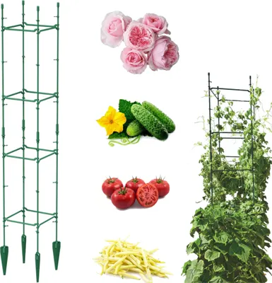 Produktbild von Rankgitter für Gartenpflanzen Rankhilfe Gartenstütze für Kletterpflanzen, Höhe H 120 cm, Gestell, Pfahl, Pfosten für Tomaten, Gurken, Blumenleiter, Pflanzenunterstützung,Blumentopfstäbe