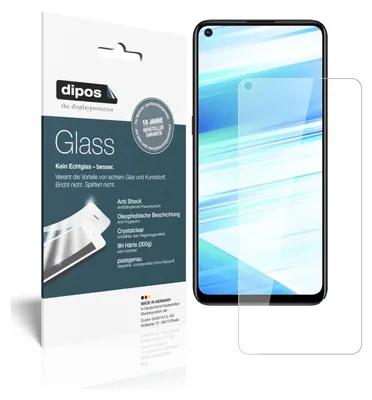 A product package for a screen protector, with the screen protector itself shown next to it on a smartphone.