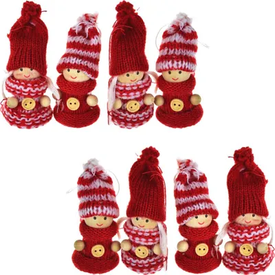 Image de Poupées tricotées rouge 8 cm, 4 pièces en boîte, set de 2
