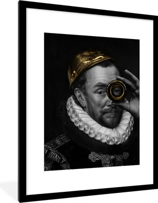 Produktbild von MuchoWow® Gerahmtes Poster Wilhelm von Oranien - Adriaen Thomasz - Gold 60x80 cm - Poster mit Schwarzem Bilderrahmen Wandposter Rahmen Foto Bilder - Wohnzimmer - Dekorationen - Prämie