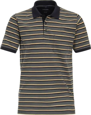 Produktbild von CASAMODA Herren Polo-Shirt Kurzarm Polokragen Regular Piqué Grün gestreift L