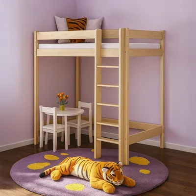 Produktbild von MEBLE WRÓBEL Hochbett 90x180 cm - Kinderbett mit Lattenrost und Rausfallschutz, Holzbett, Etagenbett mit Leiter Bett - Jugendbett Ohne Matratze - Höhe 160 cm