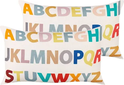 Produktbild von BELIANI Dekokissen Baumwolle Bunt 30 x 50 cm Rechteckig Alphabet Motiv für Kinderzimmer