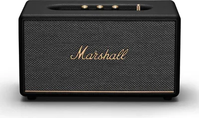 A black Marshall Stanmore III Bluetooth speaker is shown from the front against a white background.