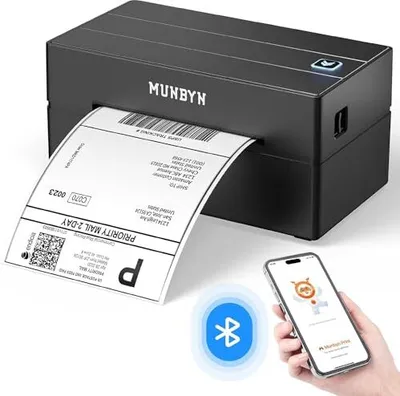 Produktbild von Munbyn Bluetooth -Etikettdrucker DHL, 4x6, Thermal Shopify, eBay, Etsy, Amazon, EVRI, DPD, UPS, FEDEX, ITPP130B Schwarz