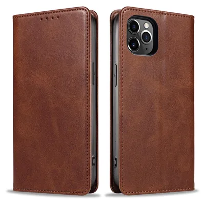 Produktbild von Handyhülle für Apple iPhone 11 Pro Kunstleder Flip Cover Hülle Klapphülle Case Kartenfach Farbe: Dunkelbraun