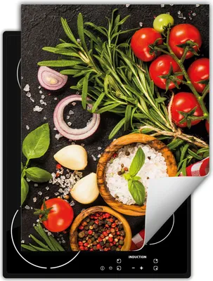Produktbild von DarHaus Herdabdeckplatte Einteilig Küche Abdeckplatte für Glaskeramikfeld Abdeckung Induktionskochfeld Aufrollbare Matte 40x52 cm, Gewürze - Tomate