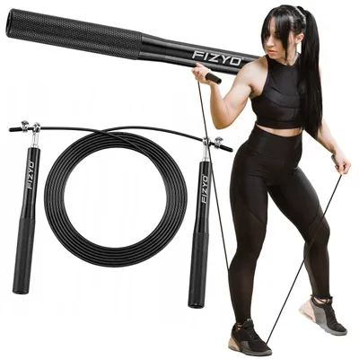 Produktbild von FIZYO Professionelles Springseil mit Kugellagern und Stahlseil, Aluminiumgriffe, Verstellbare Länge 330 cm, Crossfit, Fitness, Training, Schwarz