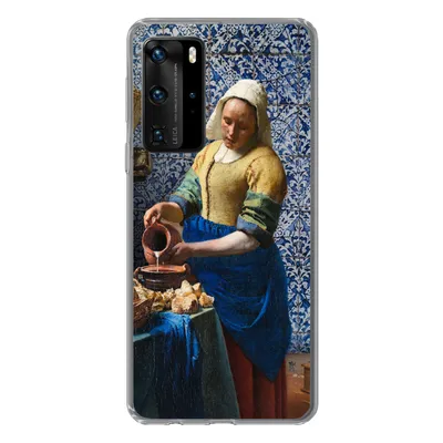 Produktbild von MuchoWow® Handyhülle Schutzhülle Hülle für Huawei P40 Pro Milchmädchen - Delfter Blau - Vermeer - Gemälde - Alte Meister Silikon Softcase Handy Hülle - Schutz