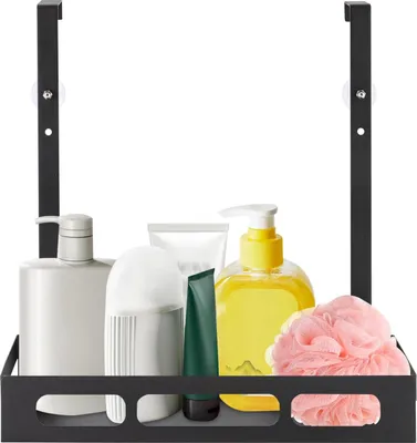 Immagine prodotto di Cestello doccia - Ripiano doccia montato a parete - Senza forature - Cestello sospeso - Plastica PP+PS - Nero