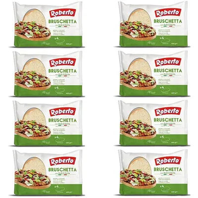 Produktbild von Italian Gourmet Bruschetta Brot Scheiben mit Olivenöl, geröstete Snack-Scheiben für Antipasti & Aperitif, knusprig & vielseitig, 8 x 400 g + Polpa